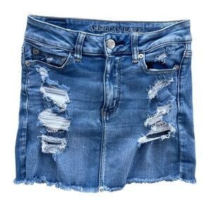 American Eagle Women’s 4 Light Wash Hi-Rise Mini Next Level Stretch X Jean Skirt